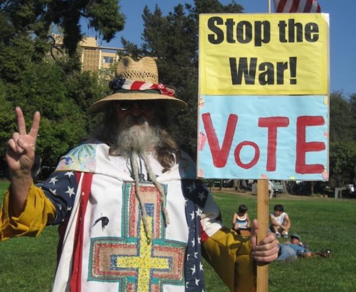 Man with signs